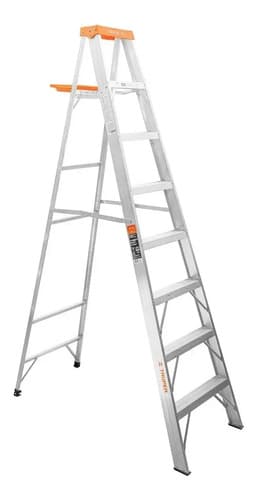 Escalera Aluminio Truper 7 Escalones Tijera 2.44mt 175kg Color Plateado