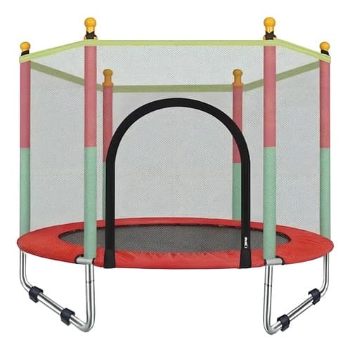 Cama Elástica Trampolín 1,40mt Con Red Protección Y Cobertor Lona De Salto Negro Cobertor De Resortes Rojo