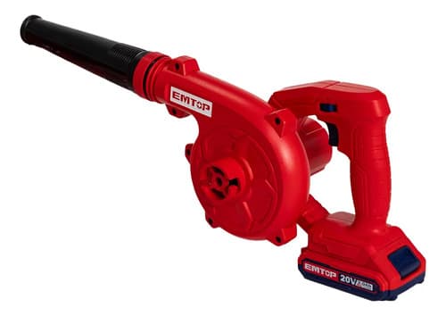 Sopladora Aspiradora Emtop 20v Con Batería Y Cargador Rojo