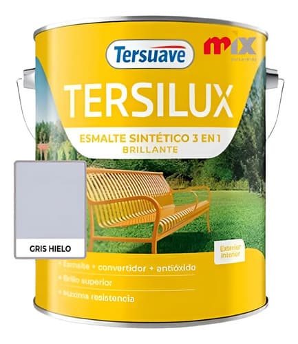 Esmalte Tersuave Antióxido Convertidor Brillante X 4 Litros Color Gris Hielo
