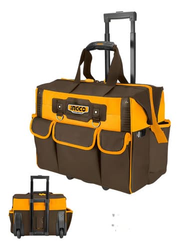 Bolsa De Herramientas Reforzada Ingco Con Ruedas Amarillo