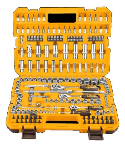 Juego Dados Puntas Y Llaves 216pcs 1/4 - 1/2-3/8 Hkthp22161 Naranja Claro