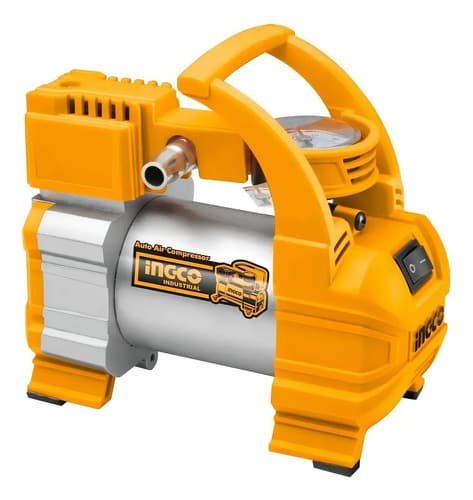 Mini Compresor P/ Auto 12 Volt Ingco Aac1408 140psi.hnt Color Amarillo/gris