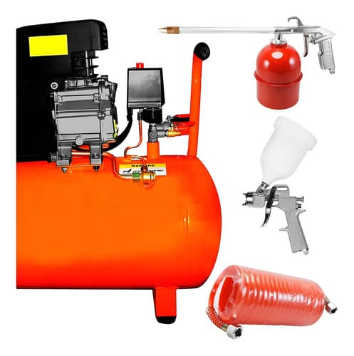Compresor Aire Lusqtoff 50lt 2.5hp Kit Set 5 Piezas Pistola