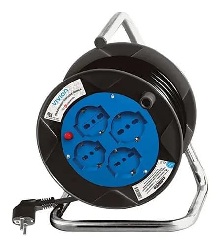 Alargue Eléctrico Enrollador Vivion 15m 4 Tomas Schuko 10a Protección