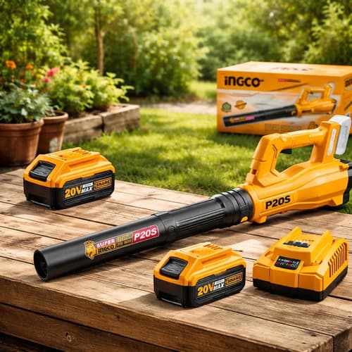 Sopladora Bateria 20v Con 2 Bat 4ah Y Cargador Ingco Naranja Claro
