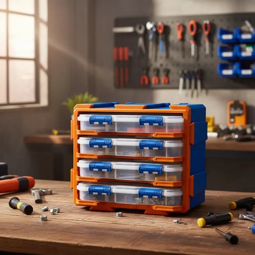 Organizador Gavetero Wadfow Wtb8344 4 Compartimentos 32 Cm Azul Naranja Blanco