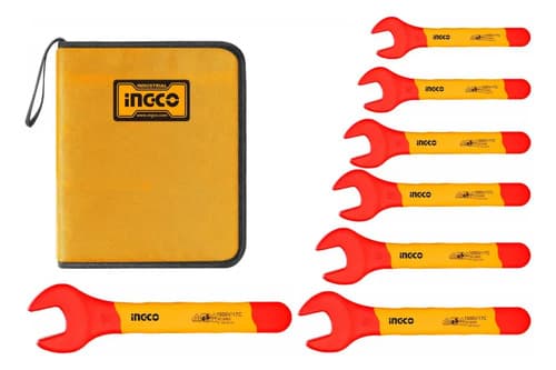 Set De 7 Llaves Combinadas Aisladas Ingco Vde/gs Para Electricista Rojo