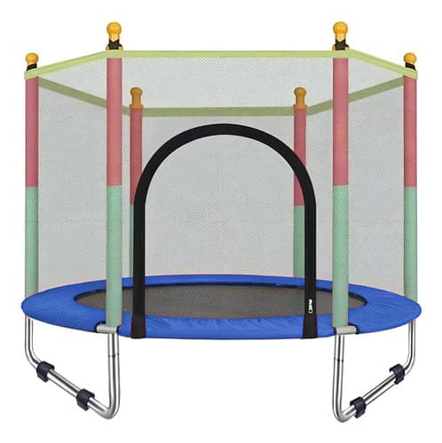 Cama Elástica Trampolín 1,40mt Con Red Protección Y Cobertor Lona De Salto Negro Cobertor De Resortes Azul