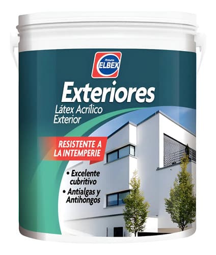 Pintura Látex Exterior Elbex X 4 Lts Exteriores Color Blanco Blanco