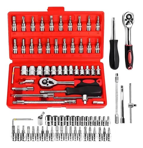Juego Mecánico 46 Piezas Ipeleric Llave Trinquete 1/4 Ergonómico