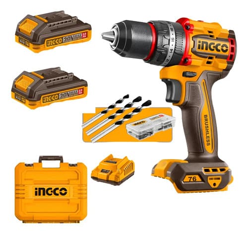 Taladro Atornillador C/percutor 76nm A Batería Brushless 20v Naranja Claro 0