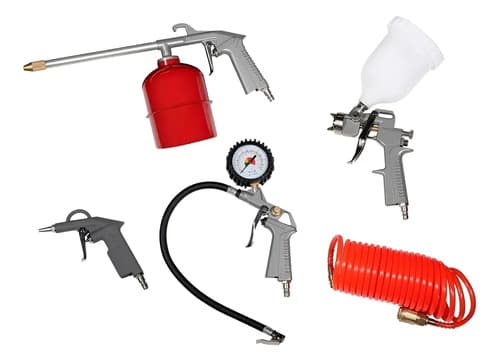 Kit Aire 5 Piezas Compresor Krong Pistola Pintar Inflador Manguera Negro