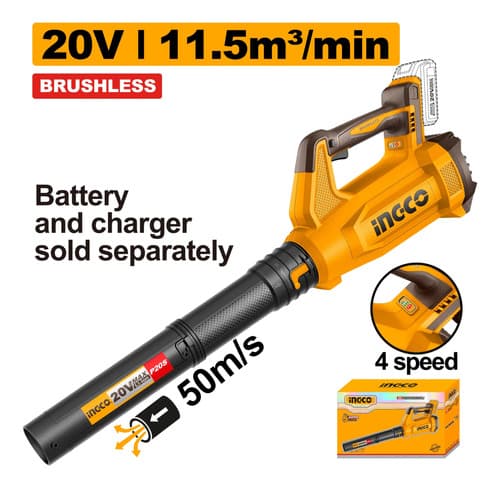 Sopladora A Batería Ingco 20v P20s 11.5m3/min Sin Batería Naranja Claro