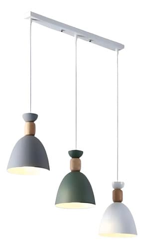Lámpara Colgante Välk Techo Madera 3 Luces E27 Diseño Campana