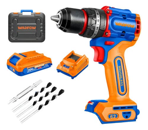 Taladro Atornillador 2 Batería 20v Cargador Y Accesorios Color Azul Frecuencia 50 60
