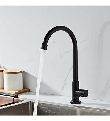 Monocomando Grifo Canilla Mesada Cocina Negro Agua Fria Negr Negro Mate