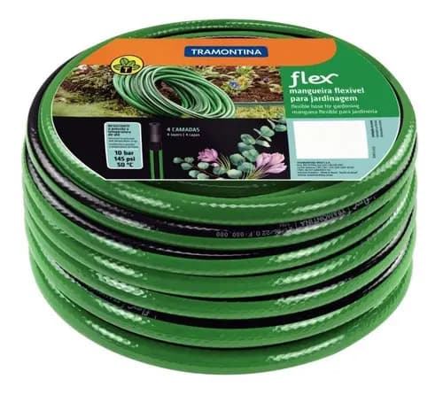 Manguera De Jardín Flexible Reforzada Tramontina De 10 Metros, Color Verde