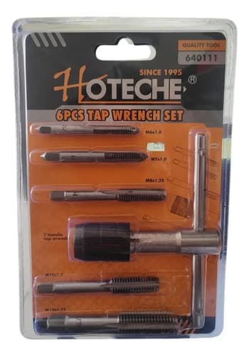 Tarraja Manual Macho Para Hilos Tornillo Pernos 6 Pz Hoteche Color Naranja