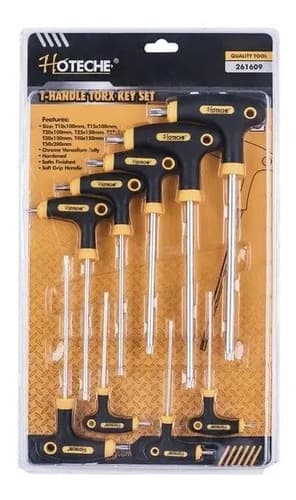 Juego De Llaves Torx Hoteche Con Mango En T, Ergonómico Y Antideslizante