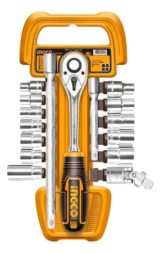 Juego 12 Dados Tubo Llave Crique 1/2'' Ingco Hkts12122 Naranja Claro