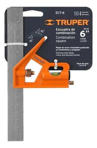 Escuadra Combinada (escuadra/regla/nivel) Cm/puLG.6p Truper Plateado