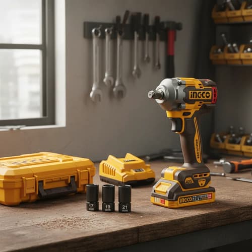 Llave De Impacto 20v 405nm + 2 Bat 2.0ah Ingco Ciwli204 Naranja Claro 20v