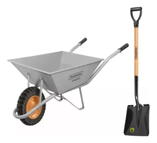Carretilla Cuadrada Rueda Maciza 65lts Tramontina LG Gris