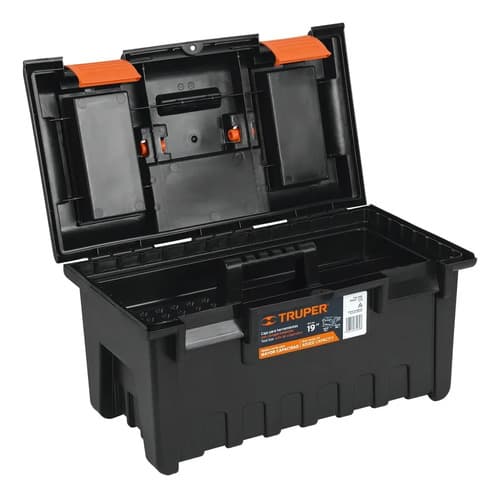 Caja De Herramientas Multiuso Plastico 19'' Grande Truper Negro Y Naranja