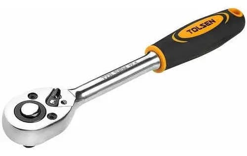 Llave De Tubo Con Criquet Encastre 1/4 Ind Tolsen 15118 Negro