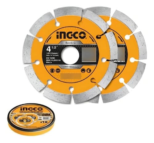 Disco Diamantado X10 Pcs. 115mm 4/12'' X 22.2mm Ingco Color Amarillo