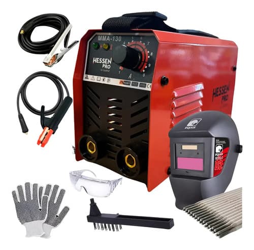 Maquina De Soldar Inverter 130a Mma+ Electrodo Y Careta Rojo