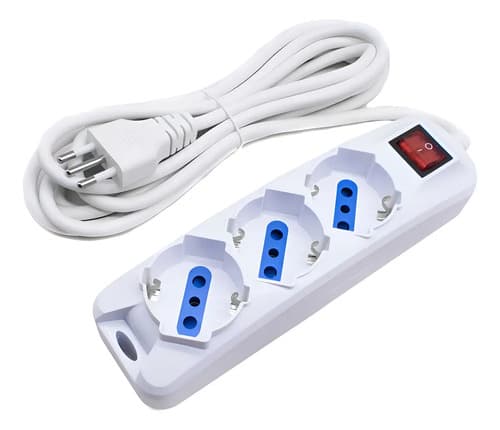 Alargue Led Life 3 Tomas Schuko 3m Con Llave Modelo Sl3503-3m Blanco