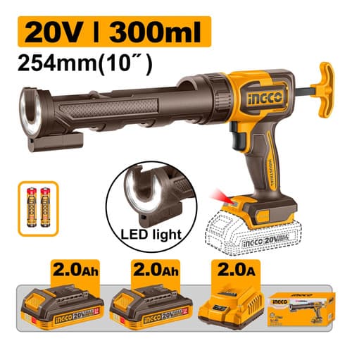 Pistola Para Silicona 10 A Bateria 20v P20s Con Luz + 2 Bat