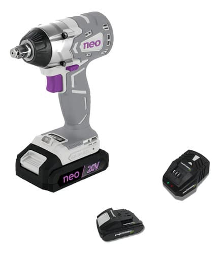Llave De Impacto Neo A Bateria + Cargador Y Bateria Color Gris