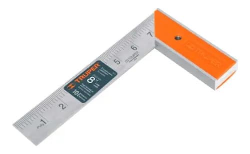 Escuadra Aluminio Carpintero 90 Grados 8 Pulgada 20cm Truper Naranja Claro
