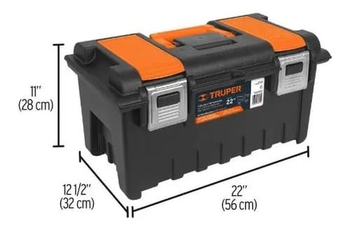 Caja De Herramientas Comparimientos Broches Metalicos Truper Color Naranja