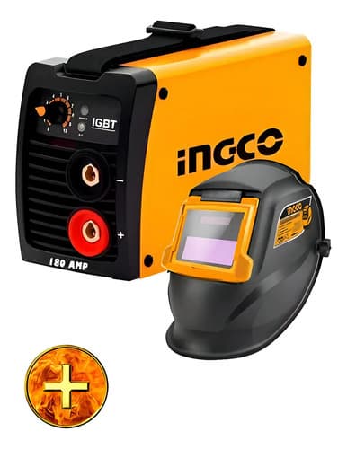 Soldadora Inverter 180 Amp Ingco Pro+ Electrodos + Careta Color Anaranjado Y Negro