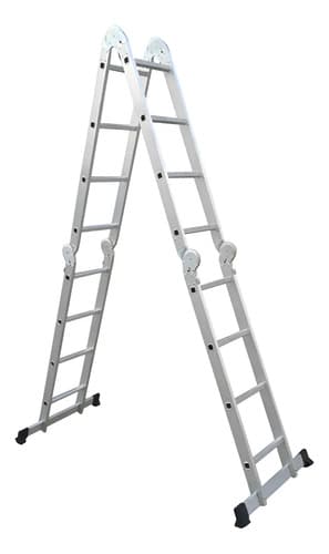 Escalera Aluminio Plegable Konan 4x4 4.7m Multipropósito Antideslizante Plateado