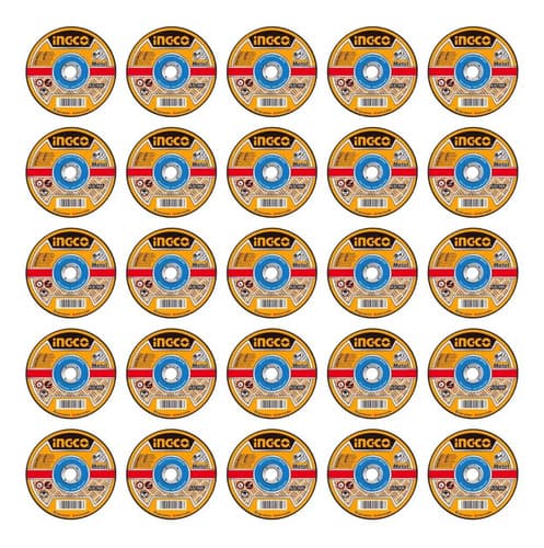 Kit De 25 Unidades De Discos De Corte De Metal De 115 X 1,0 Mm - Ingco Naranja