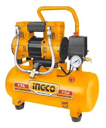 Compresor 15lt 1.5hp Libre De Aceite Bajo Ruido Ingco Acs11 Naranja Oscuro 50 Hz /60 Hz Monofásica