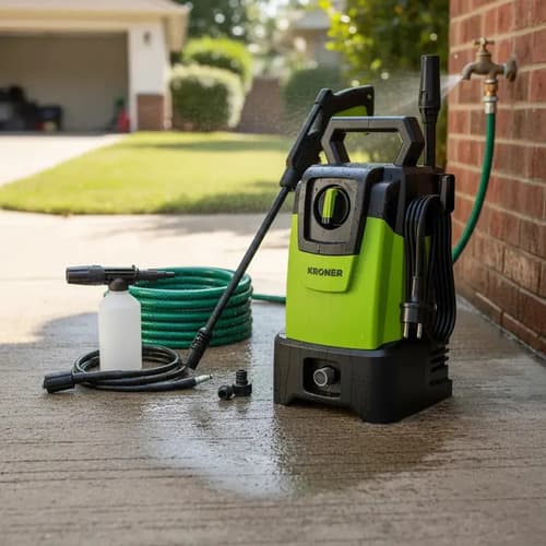 Hidrolavadora Kroner Alta Presión 1400w Auto-stop + Acces Color Negro/verde Frecuencia 50 Hz