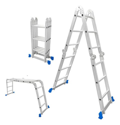 Escalera Andamio 12 Escalones Aluminio Con Plataforma Wadfow Inox