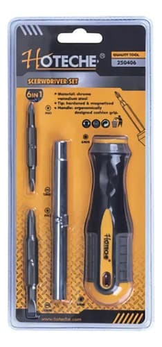 Desarmador 6 En 1 Con Dos Puntas Dobles Magnetico Hoteche