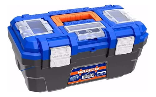 Caja De Herramientas 16 C/bandeja Gancho Metalico Wadfow Color Azul Y Naranja Azul/naranja