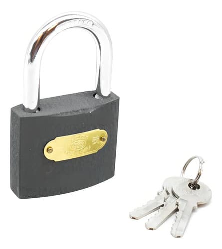 Candado De Hierro Gris Con Llave Lh-1273, 63mm