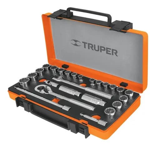 Juego De Herramientas Std Y Mm 3/8'' 25 Piezas Truper 13954p Color Plateado