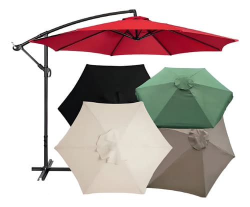 Sombrilla Lateral Jardín Exterior 3m Verde Uv Hierro Impermeable Liso