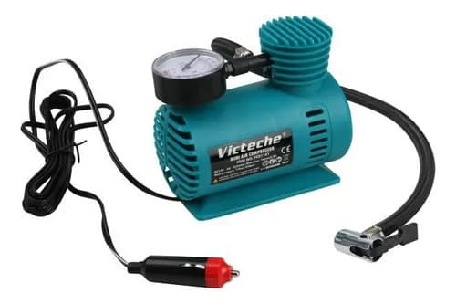 Compresor De Aire Mini Con Manometro 12v Automatico Victeche Azul Petróleo 50/60 Monofásica