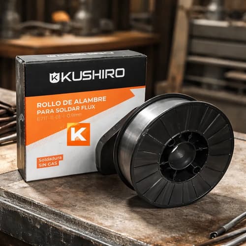 Alambre Para Soldar Flux 0.9mm Sin Gas Rollo 5kg Mig Kushiro Plateado